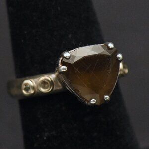 Pandora - Vintage Sterling Silver Smoky Quartz Ring - Size 5.25
